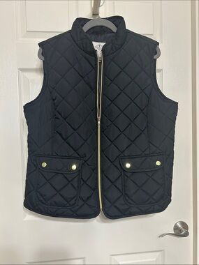 St. John's Bay Black Quilted Vest with Gold Hardware